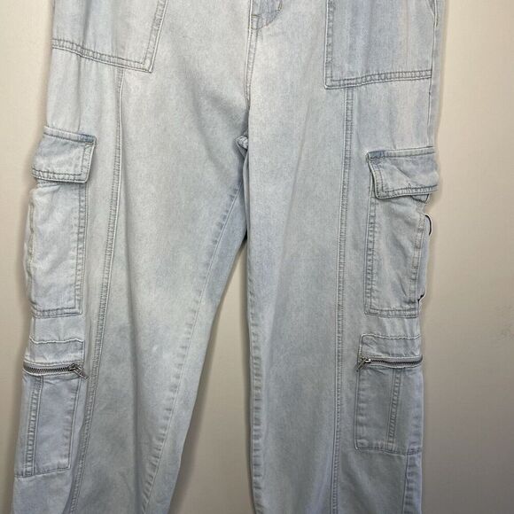 BLANKNYC Call My Name Jeans Women 28 Slouchy Cargo Raw Hem Light Wash Franklin - Picture 5 of 16